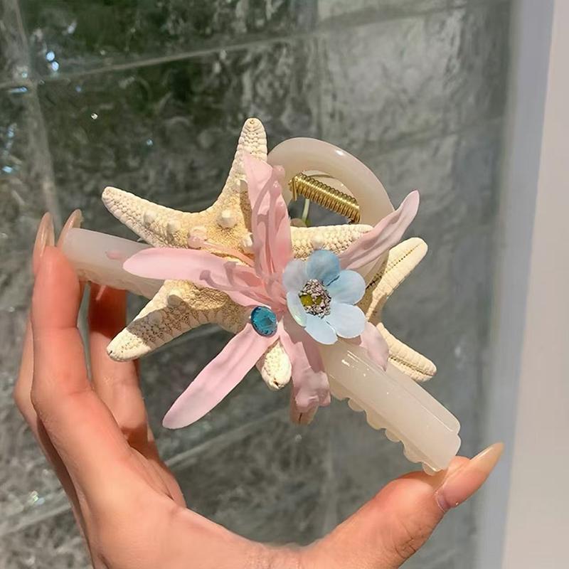 

Заколка для волос серии «Океан» Вечный цветок Морская звезда Заколка-акула Головной убор Приморский туризм Отпуск Фотография Аксессуары для волос
