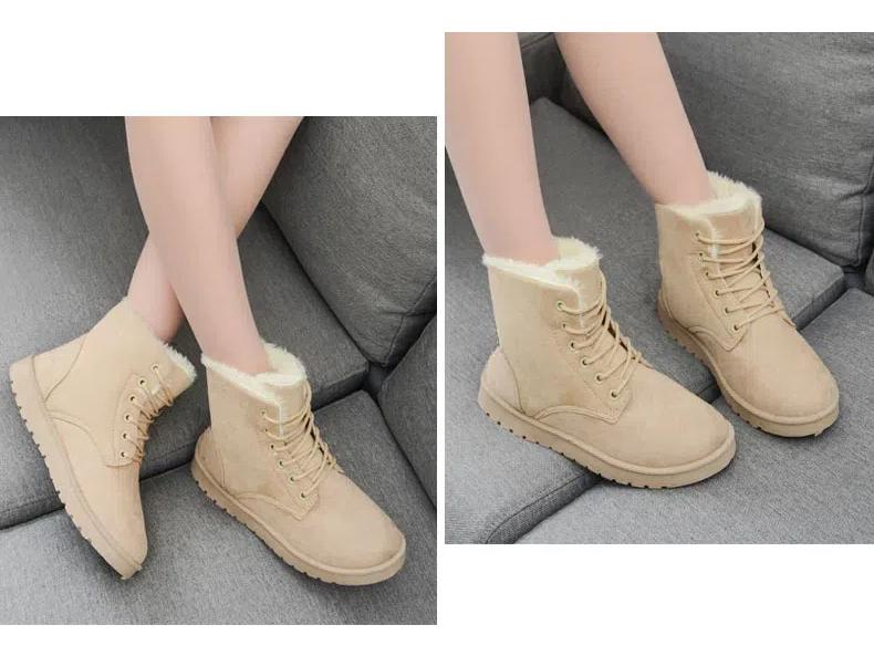 Dam Vinter Plysch Bomull Ankelstövlar - Tjocka, Varma, Casual Martin Stil