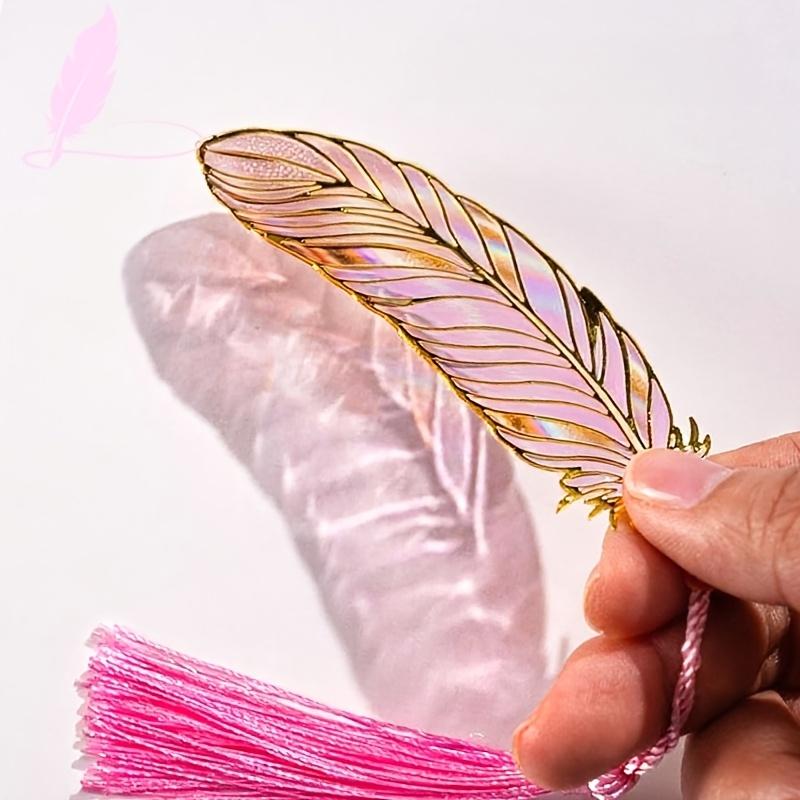 Exquisite Feather Transparent Metal Bookmark Creative Design Colorful Light Shadow Page Marker Graduation Season Gift Handicraft