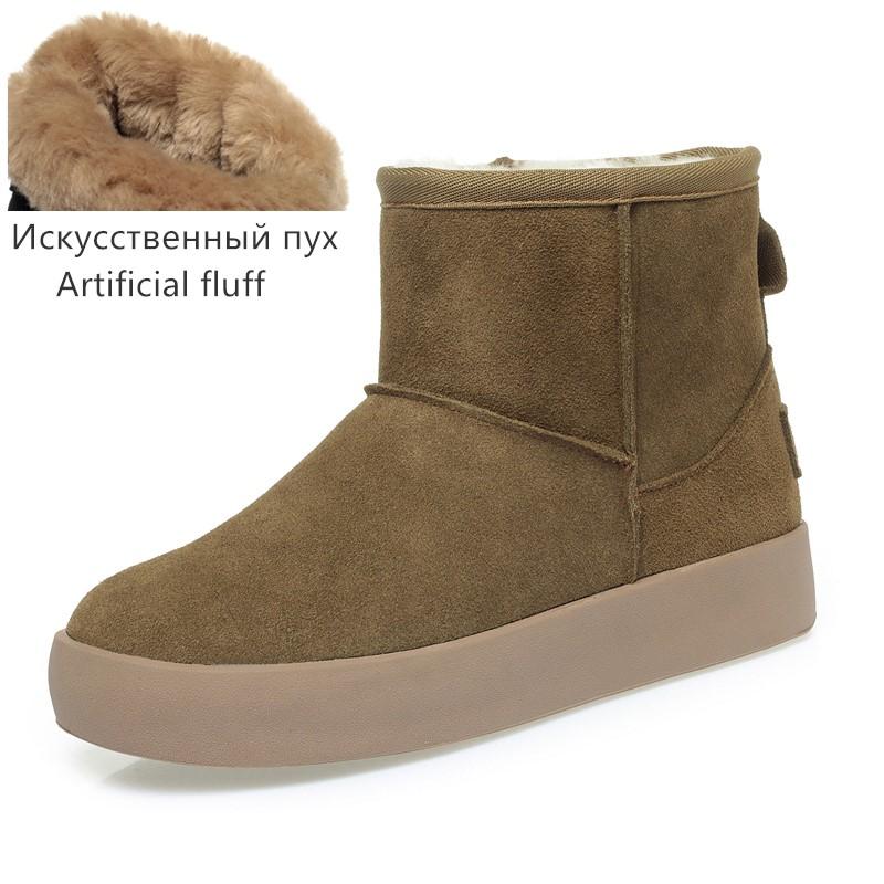 Fashion AIYUQI Snow Boots Female Genuine Leather 2025 New Winter Ankle Boots Women Flat Non Slip Natural Wool Warm Boots Women