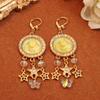 [Pair of Angelic Earrings] Vintage-Inspired Angelic Earrings with Sparkling Rhinestones, Star & Heart Charms - Zinc Alloy, Perfect for Women's Date Ni