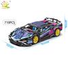 HUIQIBAO 1:14 Racerbiler Teknisk Modell Byggeklosser MOC LED-linje Klosser Utstillingsboks Barn Bykonstruksjonsleke Gutt Spill