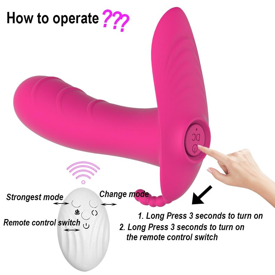 Trådløs fjernkontroll Dildo Vibrator for Kvinner Usynlig Bærbar G Spot Vibrerende Truser Klitorisstimulator Analsexleketøy Kvinnelig onanering