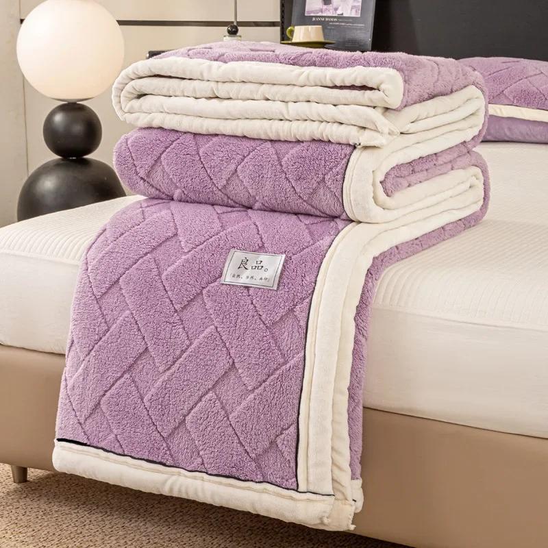 Modern And Simple Rabbit Hair Velvet Blanket Season Universal TMilk Coral Velvet Cover Blankethick Warm Office Nap Sofa Blanket
