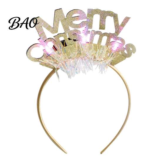 Glowing Christmas Tree Headband Light Up Headbands, Shiny Glitter Santa Hat Reindeer Antler Hairbands, Holiday Accessories for Parties LED Xmas