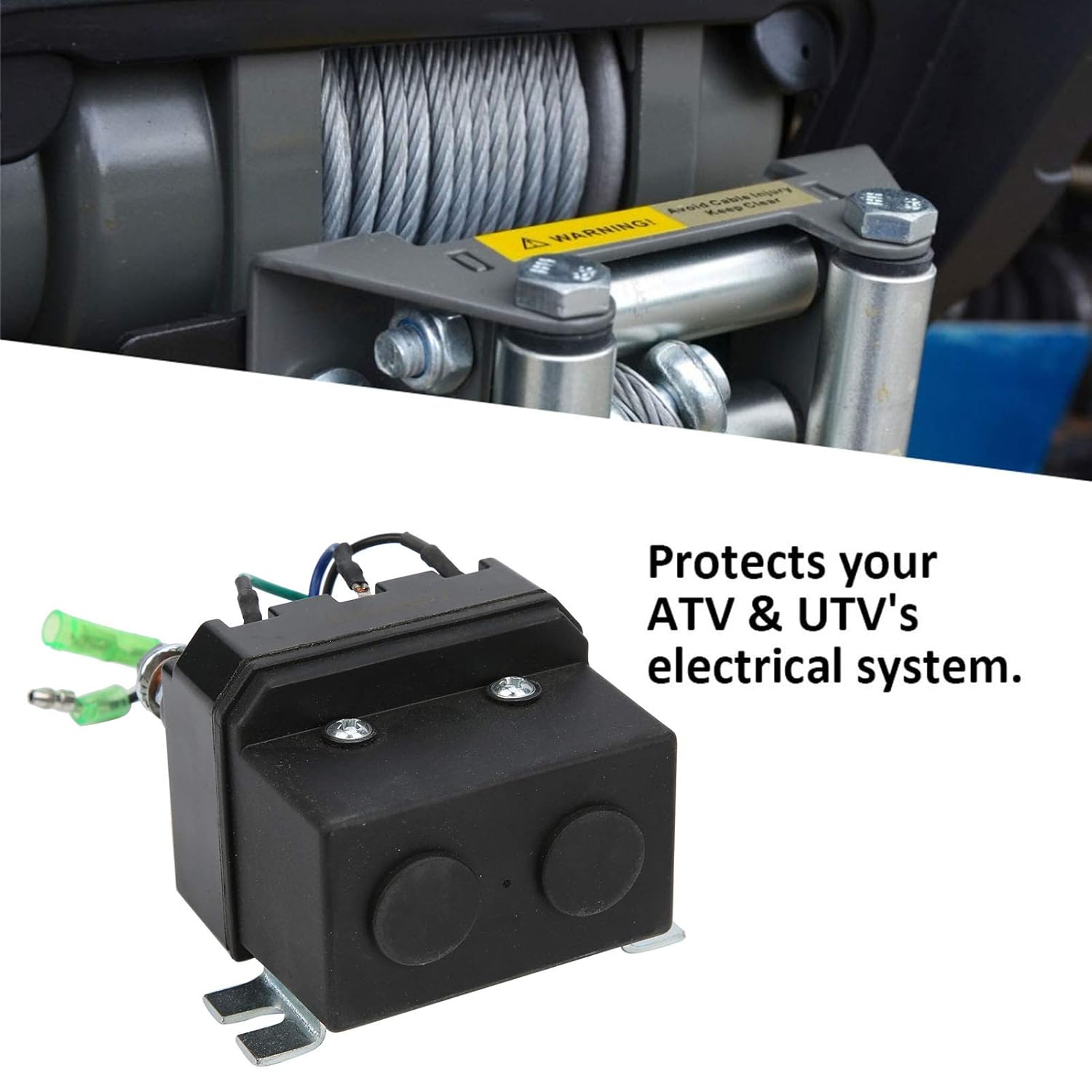 

Winch Solenoid Relay, 12V ATV UTV Winch Contactor Solenoid with 6 Protecting caps Universal for ATV UTV 1500-5000lbs Winch