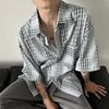 Men's Summer Plaid Oversized Short Sleeve Shirt Loose Fit Casual Streetwear Button Down Blouse For Daily Wear