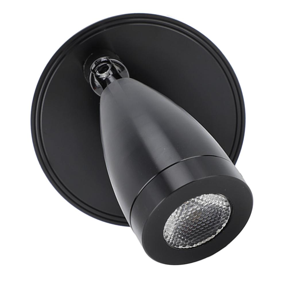 DC10‑30V LED RV Bedside Lamp Aluminum Alloy High Brightness RV Reading Light for Yachet Boat Black