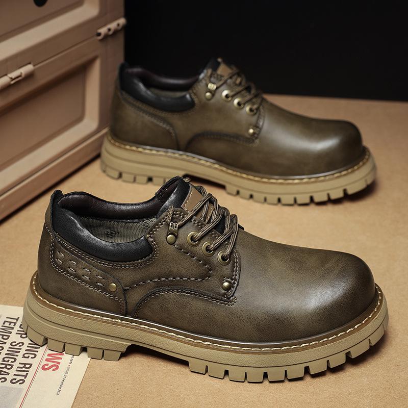 Pánské kotníkové boty, nízké pracovní boty, 2025 nové outdoorové boty v retro stylu, ležérní, všestranné, s velkou špičkou, trendy boty