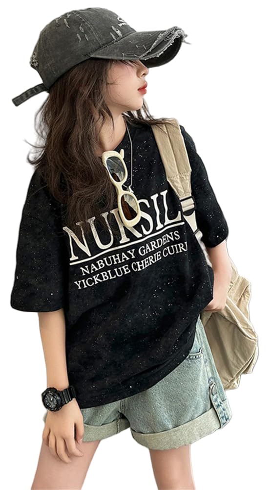 

Летний комплект: футболка с коротким рукавом и повседневный школьный трикотажный топ и комплект трикотажа [KOSIKINI] одежда, детская одежда, детская одежда, футболка для девочек, шорты, чёрный