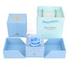 Jewelry Packaging Box Double Open Gatefold Rose Flower Gift Box with Drawer Custom Logo Velvet Ring Earring Necklace Case
