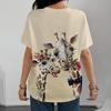Women's Giraffe Pattern T-shirt Casual And Personalized Beige Base Color Short Sleeve Top