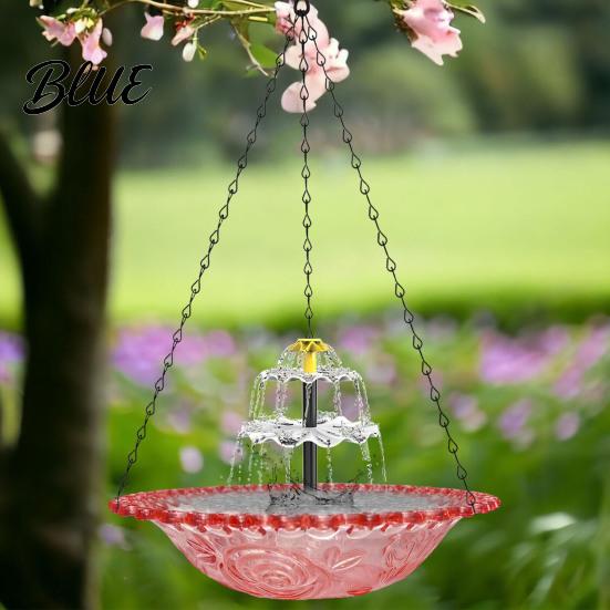 Fontana a Cascata per Uccelli da Giardino 3 Livelli Vasca Solare per Uccelli Sospesa per Colibrì Alimentata ad Energia Solare per Uccelli per Bere e Riposare Giardino Esterno Patio