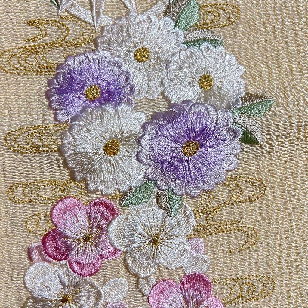 Used Final Price Reduction - Limited to 20 items - New - Made in Japan - Silk Chirimen Fabric - Embroidered Obi-age (sash accessory) - 995