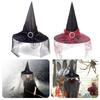 Witch Hat Sunglasses Gloves for Halloween Party Decorations Wizard Cap Photo Props Wide Brim Hat with Blingblign Veil