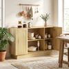 Sideboard Buffet Cabinet 133 cm, 2 Open Shelves, Natural Wood Finish