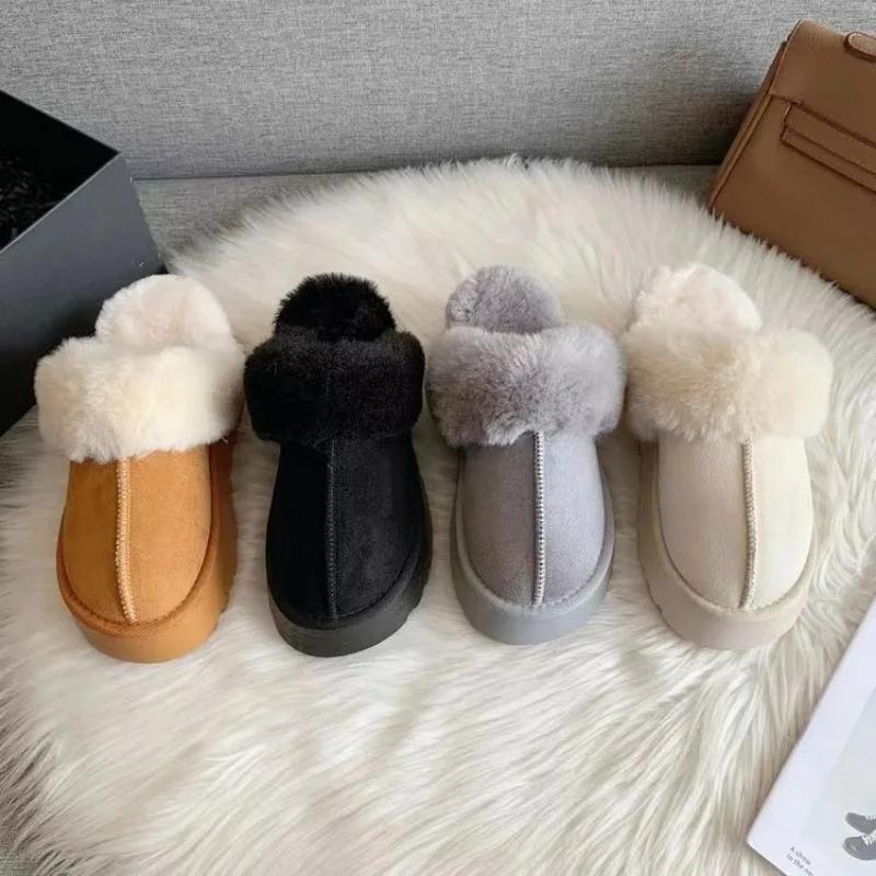 Fashion Women's 2024 New  Spring, Autumn, and Winter  Thick Sole Matsuke with Plush Cotton Slippers