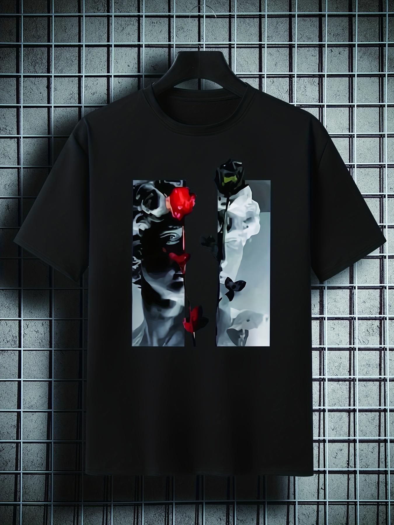 

Men S Casual Short-Sleeve Round Neck T-Shirt with Stretch Fabric 5XL різнокольоровий