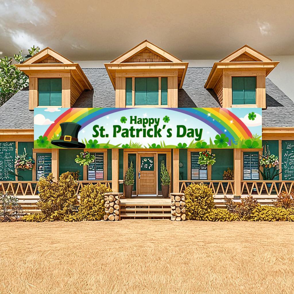 Lightweight Holiday Background Reusable Large Portable Backdrop Vibrant Shamrocks Background for Family