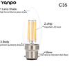 B22 LED Filament Candle Light Bulb C35 2W 4W 6W Chandelier Lighting Lamp Cool Warm White