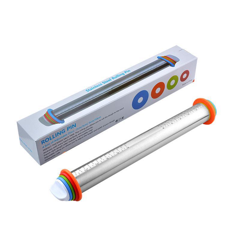 

17-дюймовая регулируемая скалка из нержавеющей стали со шкалой толщины rolling pin