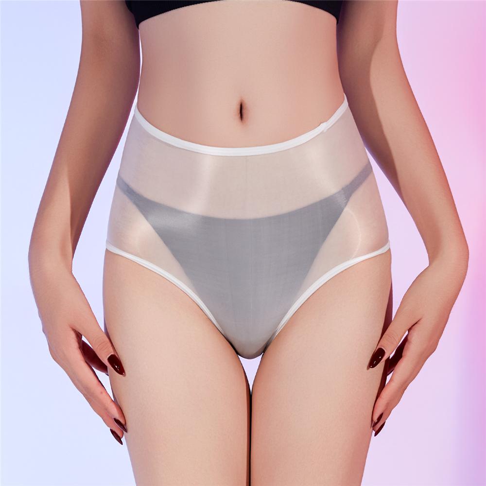 Sexy Women 6D Elastic Oil Glossy Shiny U Convex Pouch Briefs Smooth Breathable Open Crotch Safety Shorts Bottom Underwear