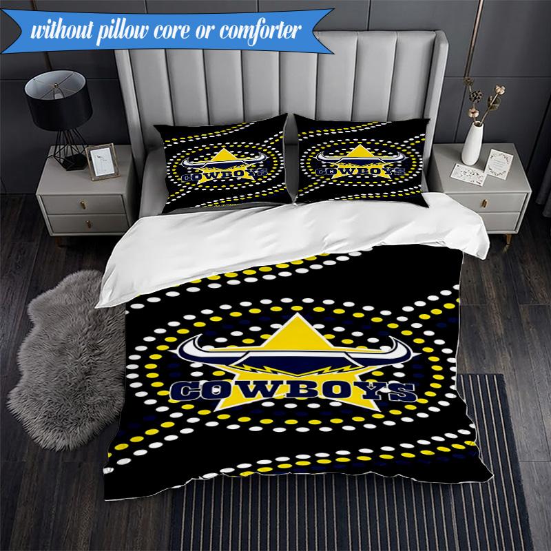 3PCS North Queensland Rugby Bedding Set 2D Printing (Includes 1 Duvet Cover + 2 Pillowcases Coreless), Bedroom decor,Fan gift