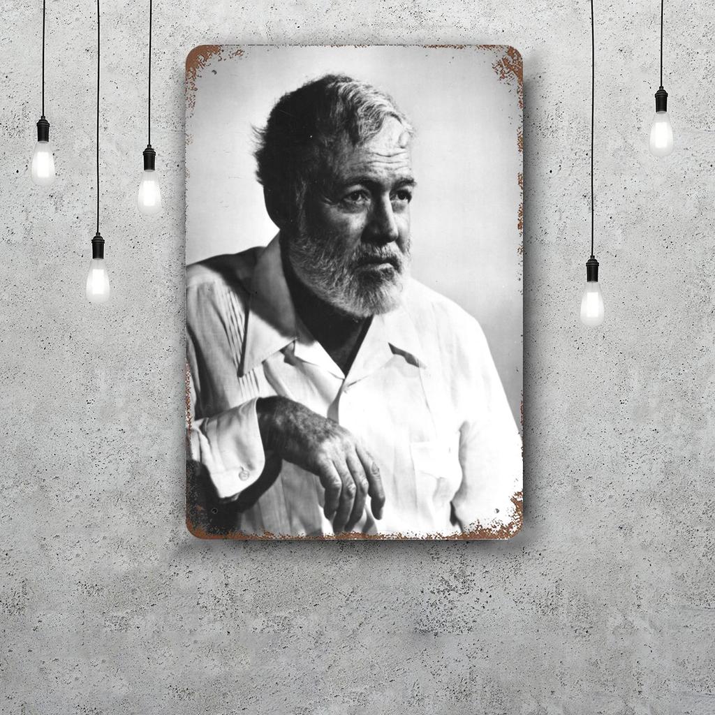 Ernest Hemingway Retro Vintage Tin Sign Poster Decorative Plaque Metal Plate Wall Decor