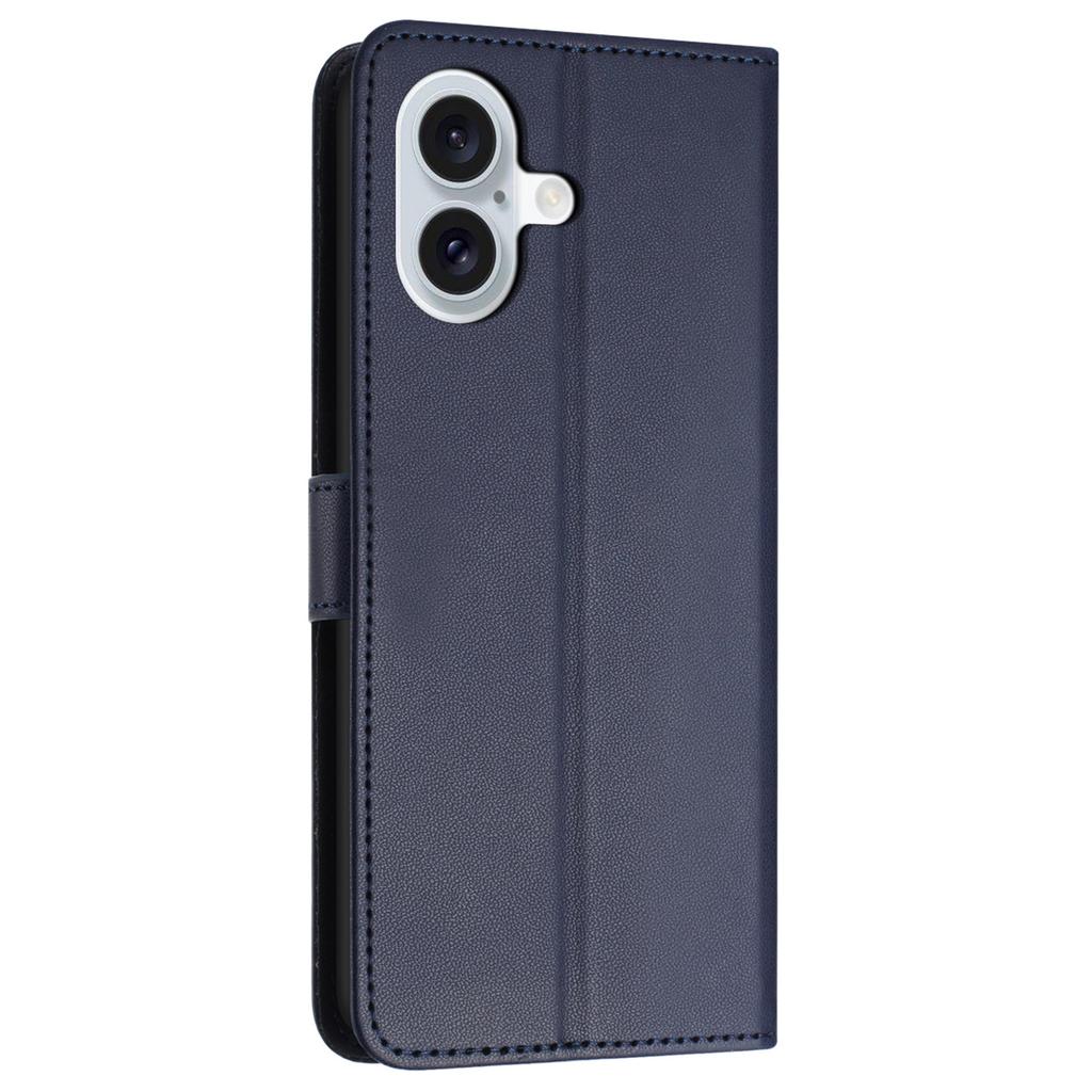 For iPhone 16 Plus Wallet Phone Case Leather Stand Cover with Strap