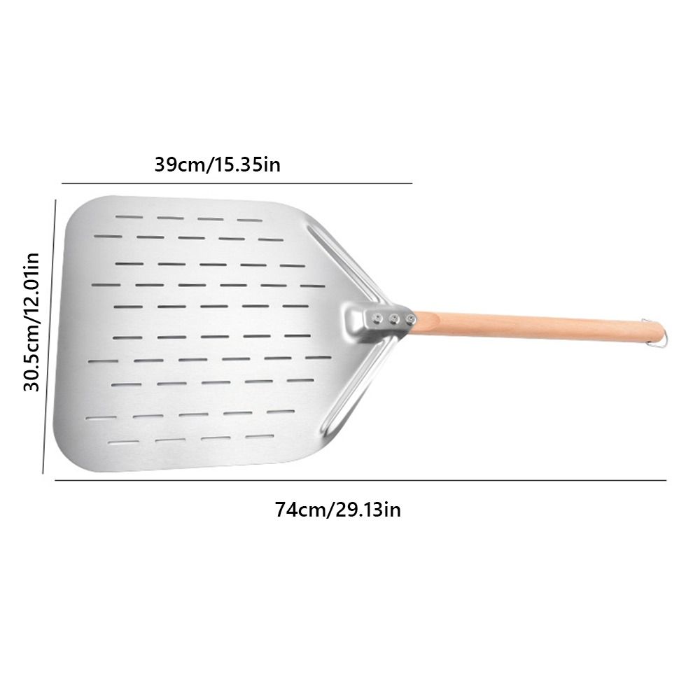 12 Inch Pizza Shovel Stainless Steel Wooden Handle Pizza Turning Tool Anti-scalding Perforated Bakeware Maker Pizza Turning