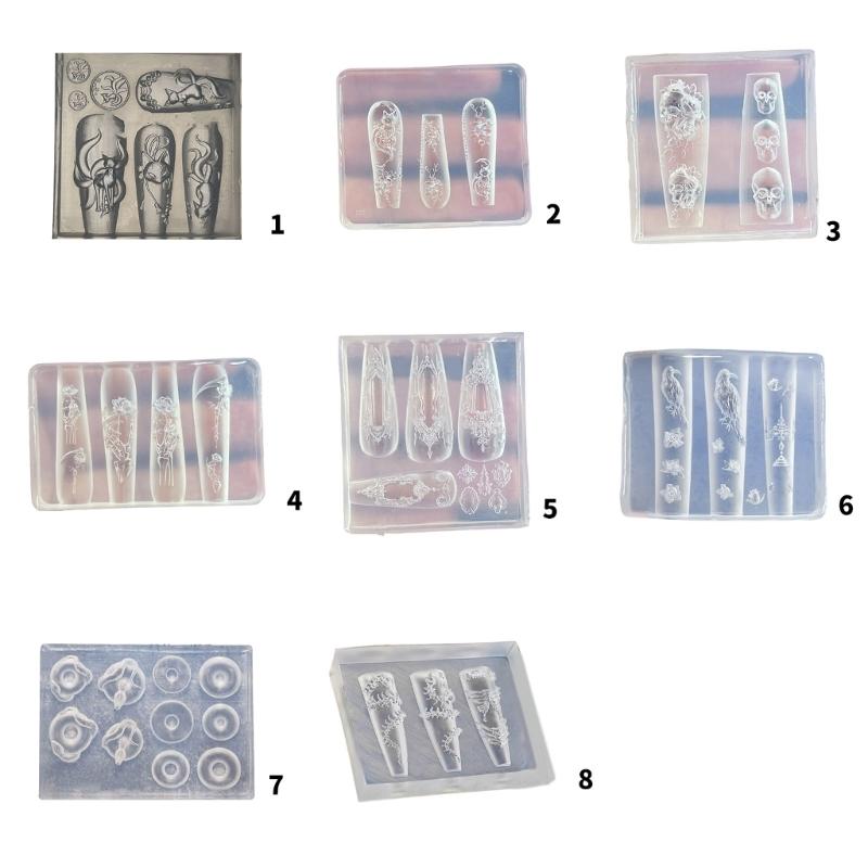 Flexible Silicone Nail Art Mold Creative Charm Design Reusable Manicure Accessories Easy Clean Home Salon Use