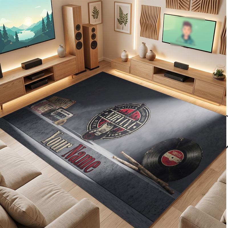 Nirvana Personalized Crystal Velvet Carpet, Customized Name Text Soft Anti‑Slip Rug for Living Room Bedroom