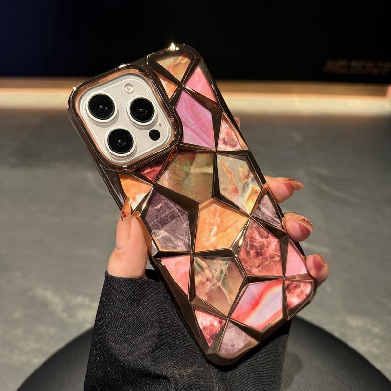 Color Glitter Marble Pattern Laser Phone Case For iPhone 11 12 13 14 15 16 Pro Max Plus Shockproof Bumper Cover