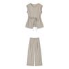 Demana Linen Blend Sleeveless Top & Wide-Leg Pants Set
