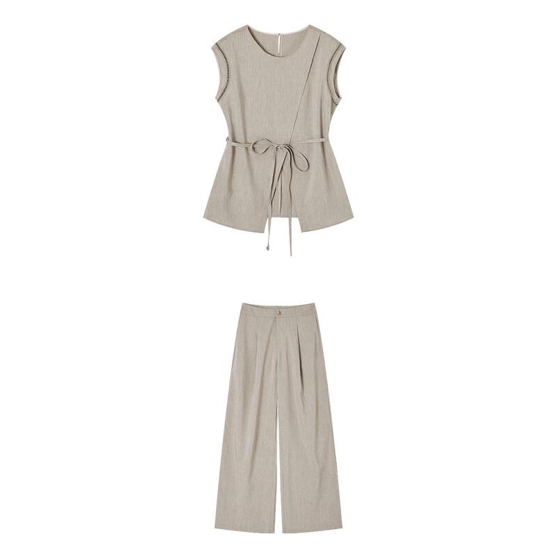 Demana Linen Blend Sleeveless Top & Wide-Leg Pants Set