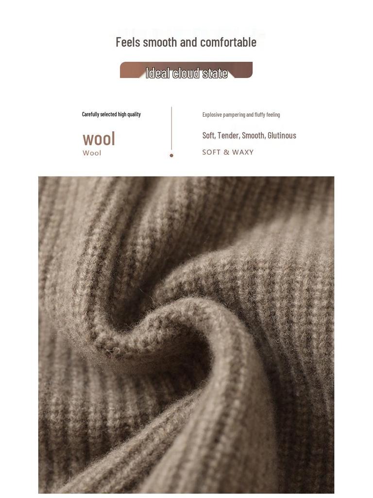 100% Wełna Szorty Damskie Casual z Wysokim Stanem w Linii A - Europejski Styl Jesienno-Zimowy