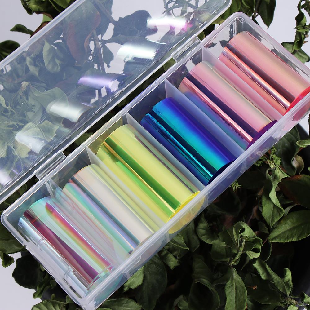 Women Beauty DIY Nail Decoration Tool Glass Paper Aurora Film Nail Stickers Holographic Design