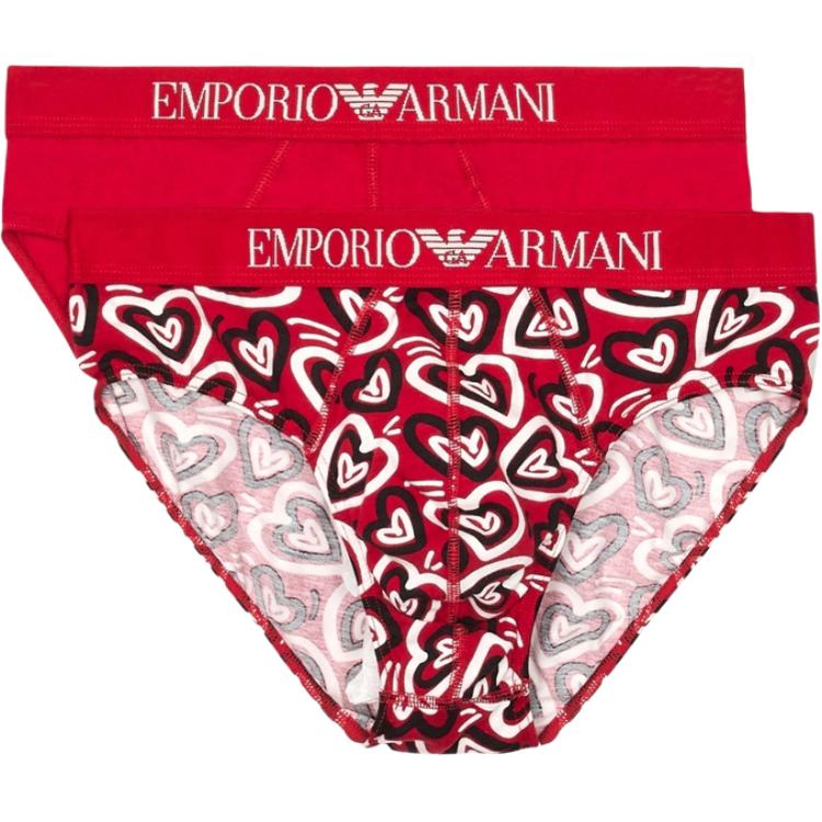

Emporio Armani SS25 Stretch Cotton Mid-Rise Briefs Men underwear Red EM000251-AF14859-F5045 XL