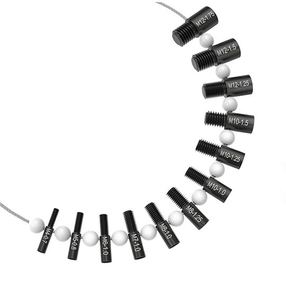 26 Piece Carbon Steel Thread Size Identifier Set Silver Black for Nut Bolt Accurate Measurement of Metric Threads