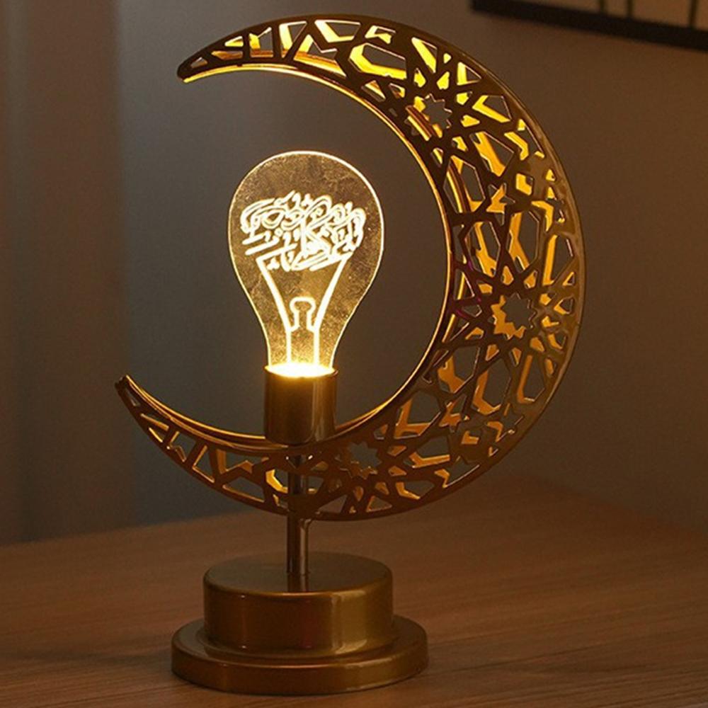 Bedside Lunar Lamp Acrylic+Iron Moon Shaped LED Table Lamp Crescent Night Light for Home Bedroom