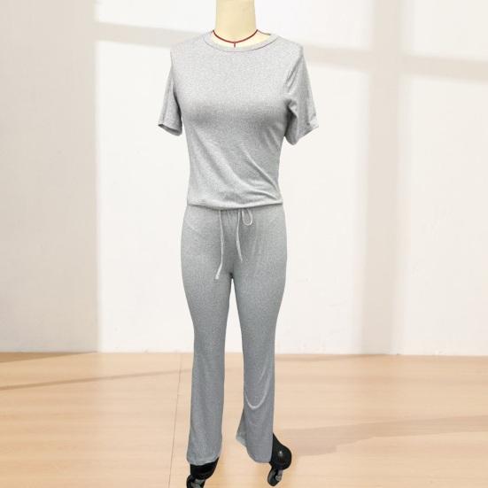 Women's 2 Piece Lounge Sets Short Sleeve Crop Top And High Waist Wide Leg Pants Matching Tracksuit Summer Casual Workout Outfits