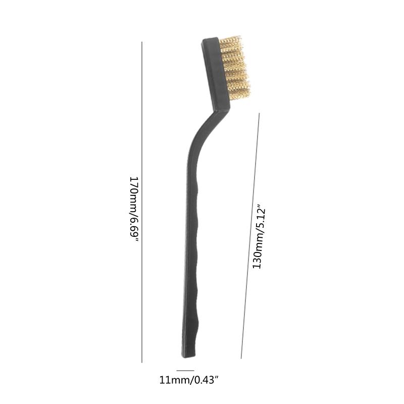 Small Wire Brush Scratch Brush Stainless Steel Wire Brush Hard Bristle Brush  for Cleaning with Curved Handle Grip
