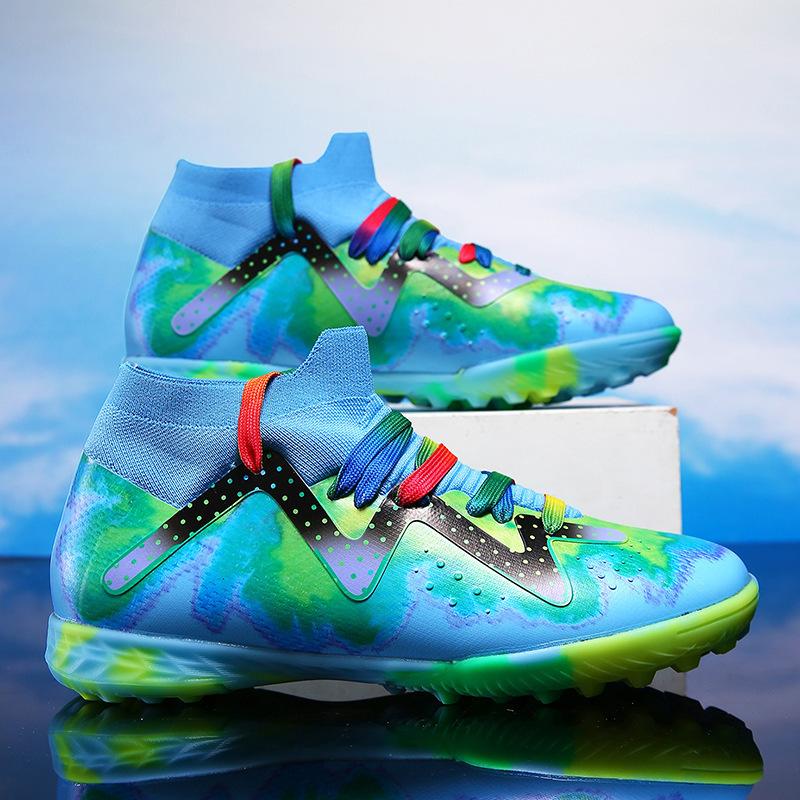 

20252025 Seamless fly-woven football shoes men s high-top AG long nails broken nails adult professional training shoes 46