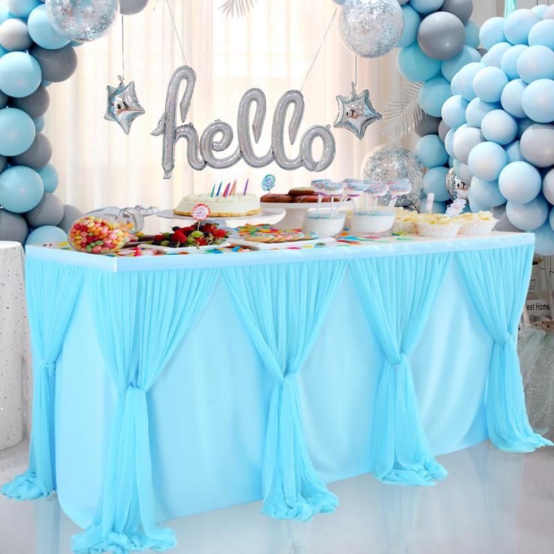Stretch Yarn Cross-striped Table  Skirt Rectangular Table Round Table Skirt Wedding Party Decoration