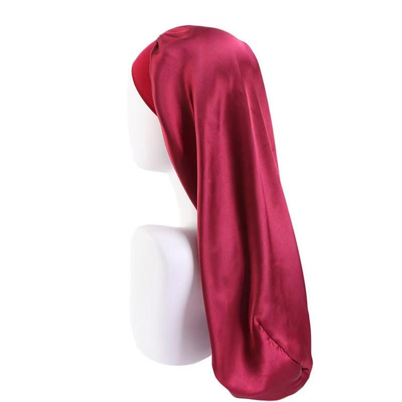 1Pc Women Solid Color Hair Hat Double Sided Silk Satin Bonnet Long Hair Polyester Night Sleep Cap Dreadlocks Braids