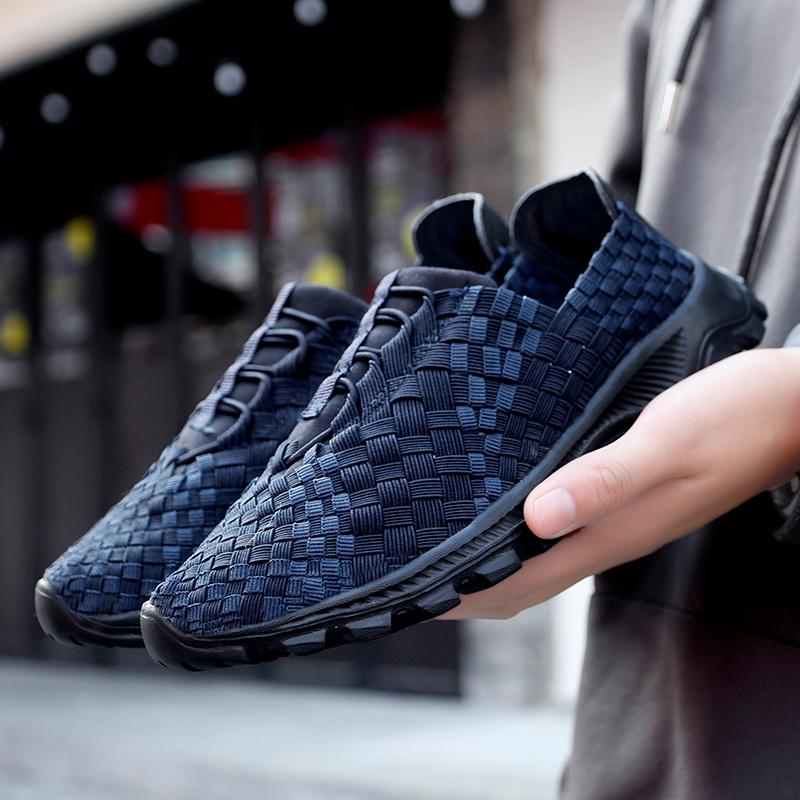 

Летние черные плетеные пляжные туфли ручной работы женские повседневные эспадрильи большого размера дышащие кроссовки 37 синий