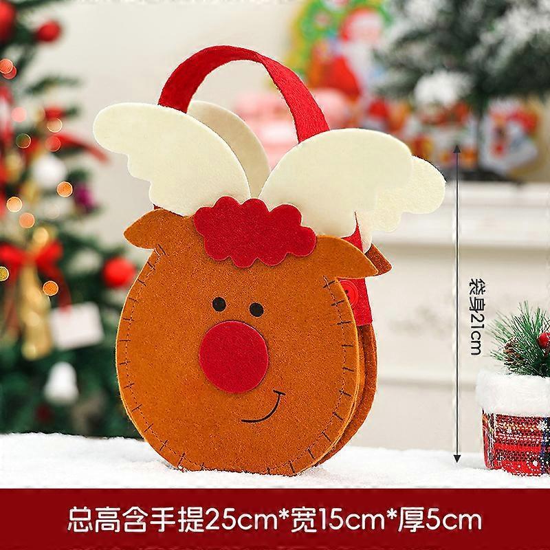 2025 New Christmas Decorations Christmas Eve Gift Bag Plush Children's Candy Gift Bag Apple Bag Luminous Christmas Bag Elk Style