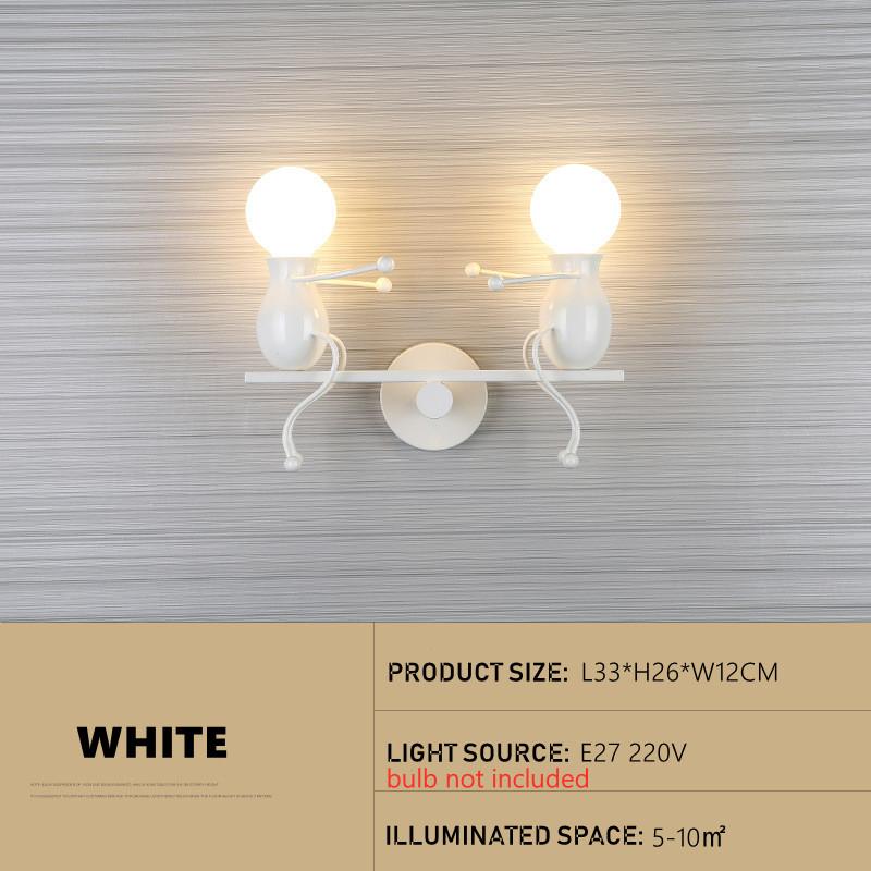 Kreative Humanoide LED Wandleuchte E27 Eisen Cartoon Kleiner Mann Schaukel Wandlampe Kunstdekor für Schlafzimmer Kinderzimmer Wandleuchte Beleuchtung
