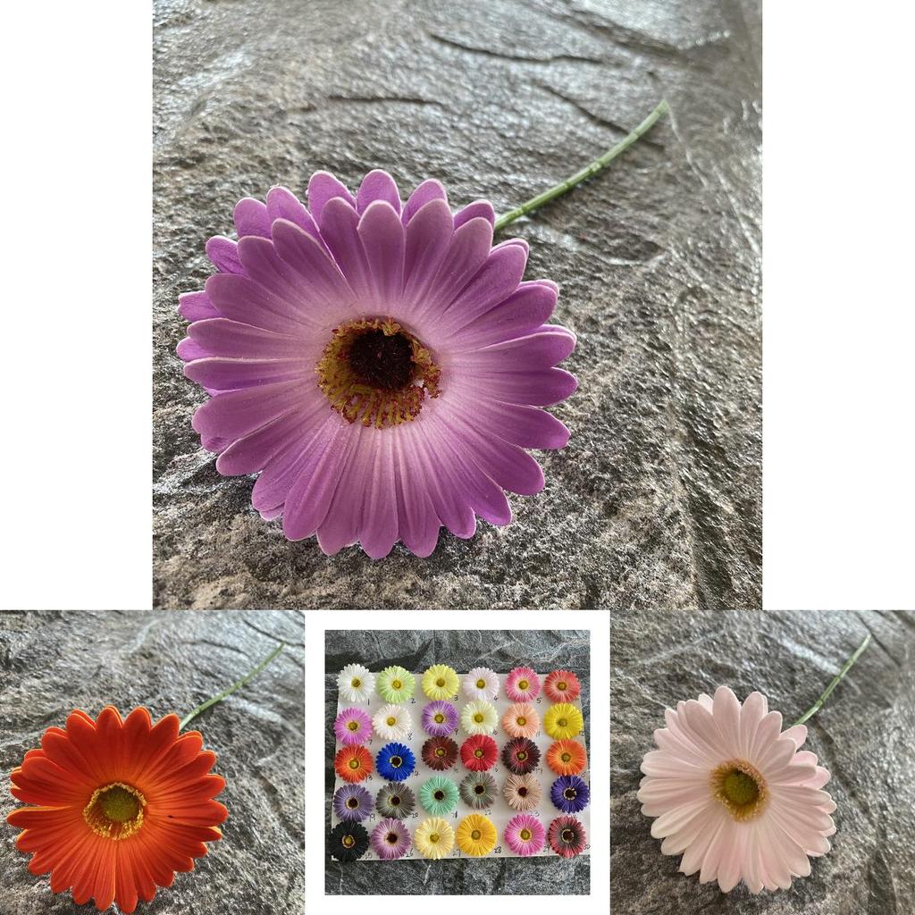 Pu Gerbera Daisy Artificial Flower For Wedding Decor Home Styling Soft Rubber Material