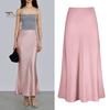 Spring Summer Maxi Skirt Women High Waist Silky Texture Long Skirt Solid Color Smooth Satin Fishtail Long Skirt